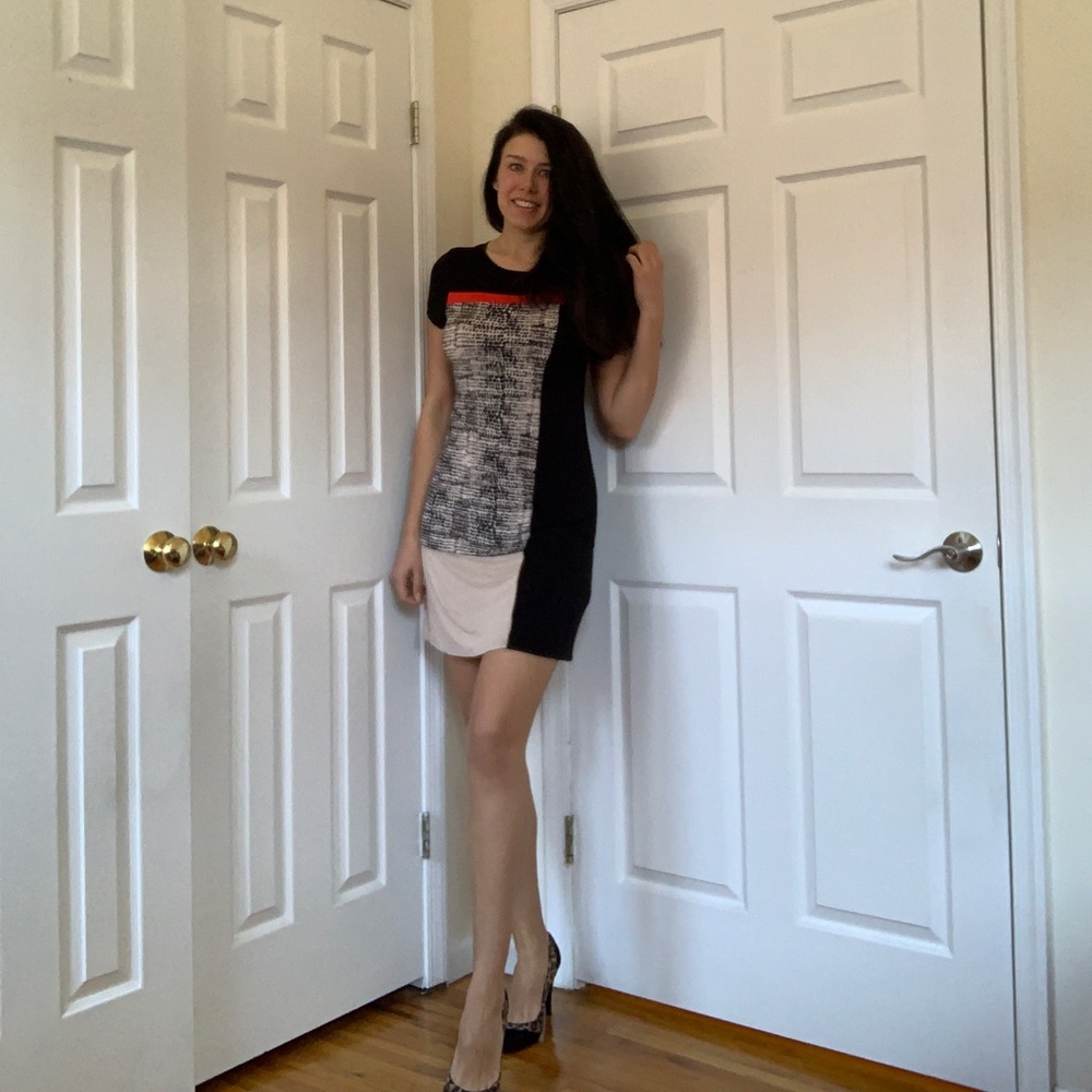 CALVIN KLEIN Abstract dress -red/animal/beige/blk